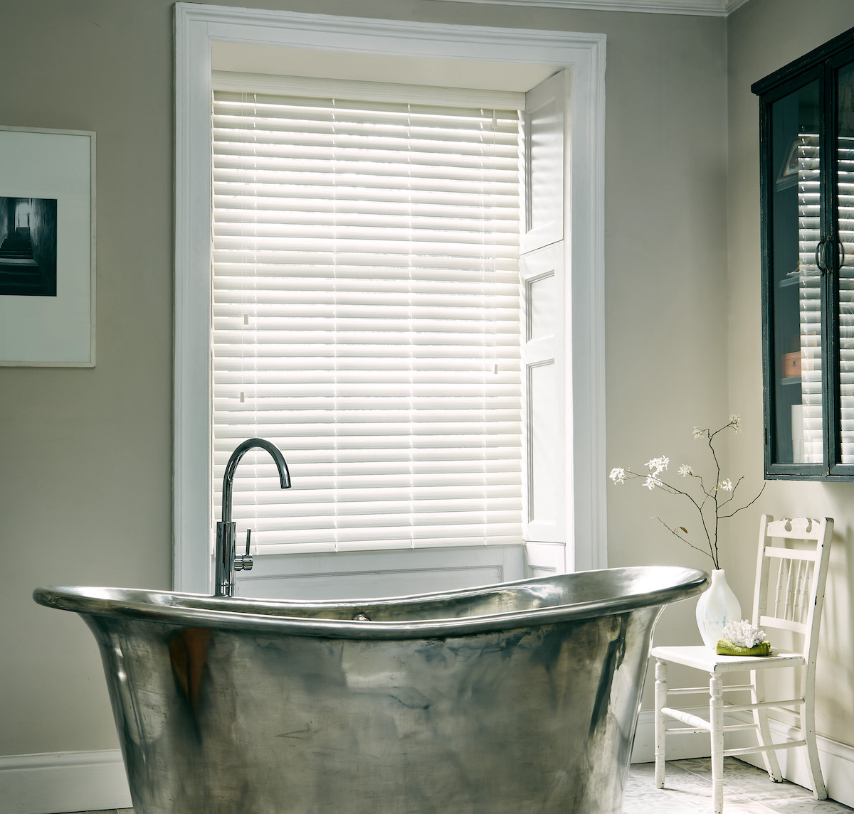 White Venetians work for bathrooms