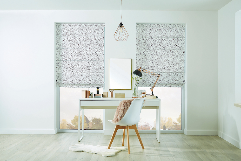 Patterned roman blinds