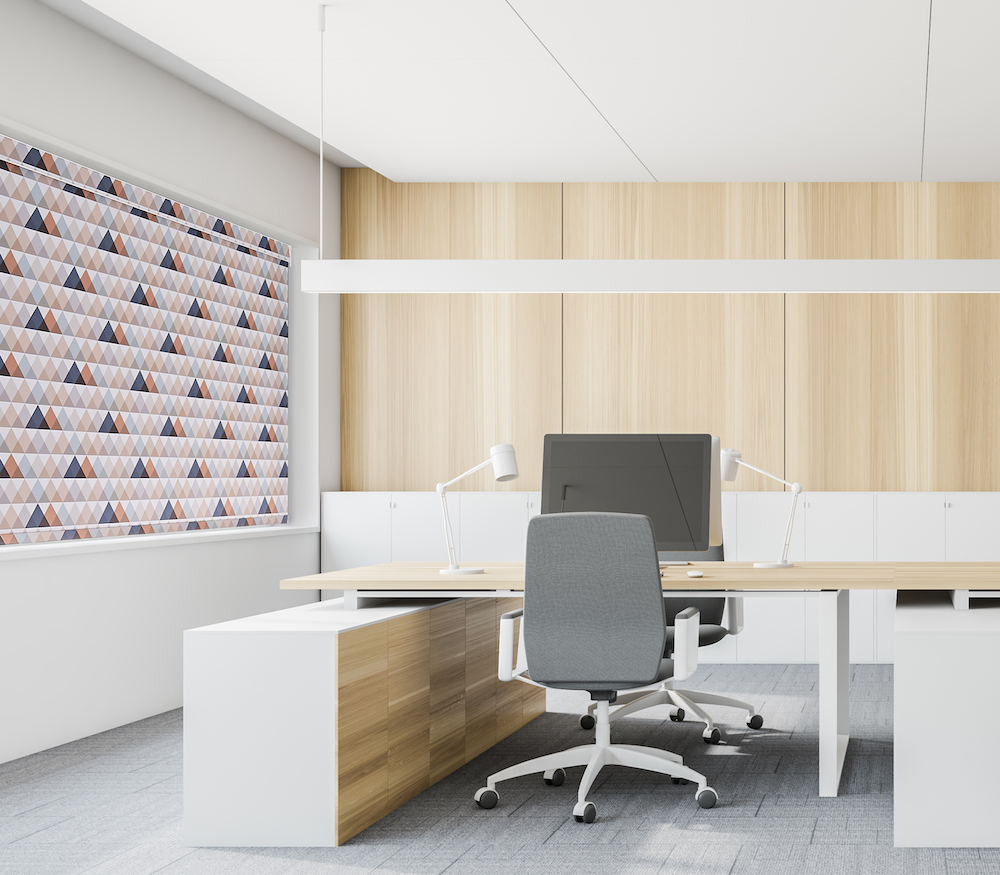 patterned roller blinds for commercial spaces