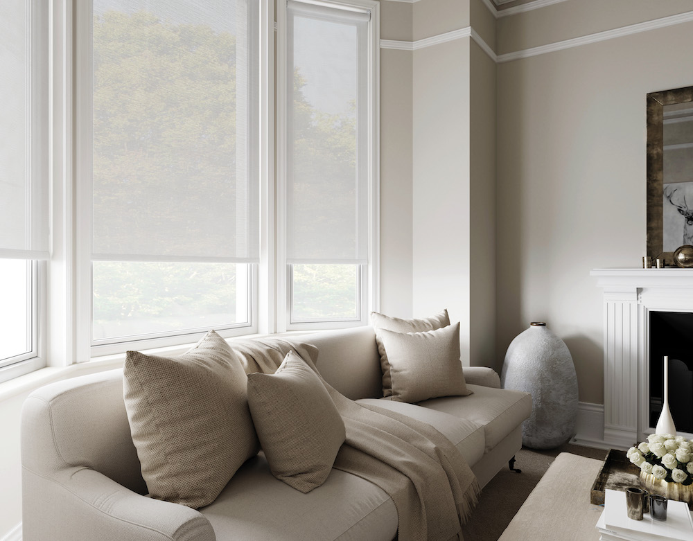 Sheer roller blinds to stop glare 